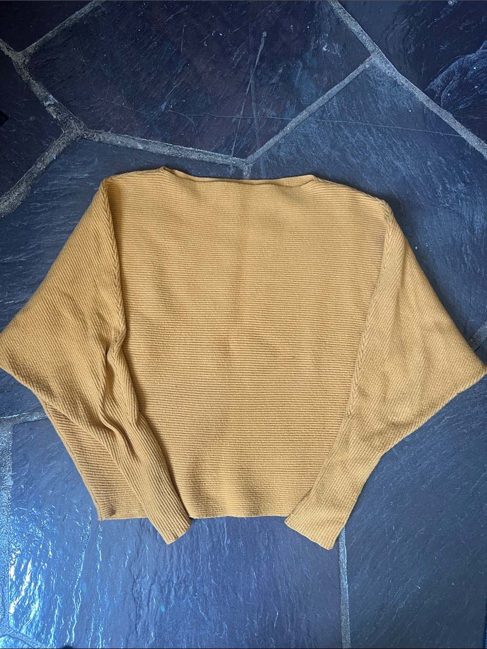 Philosophy Mustard Ribbed Off-Shoulder Sweater